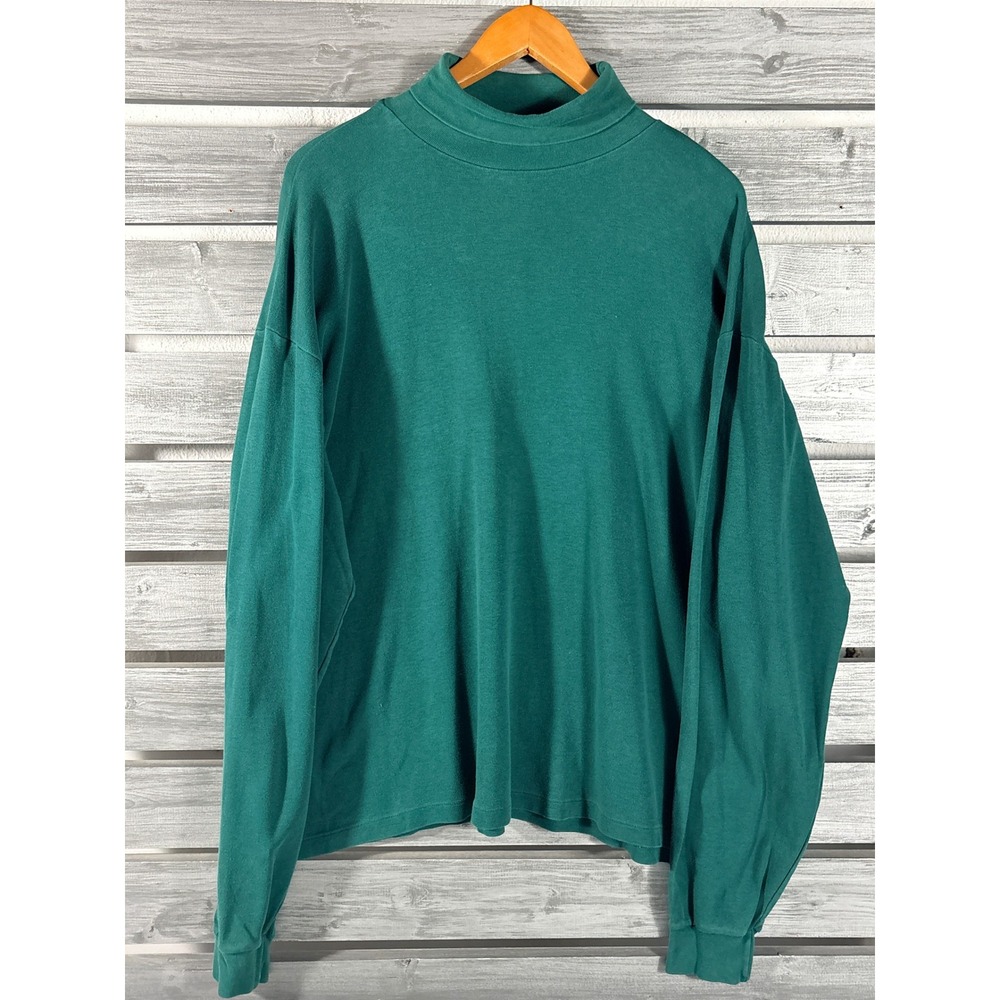 Vintage Eddie Bauer TurtleNeck Shirt Mens XL Tall Forest Green USA Made 90s